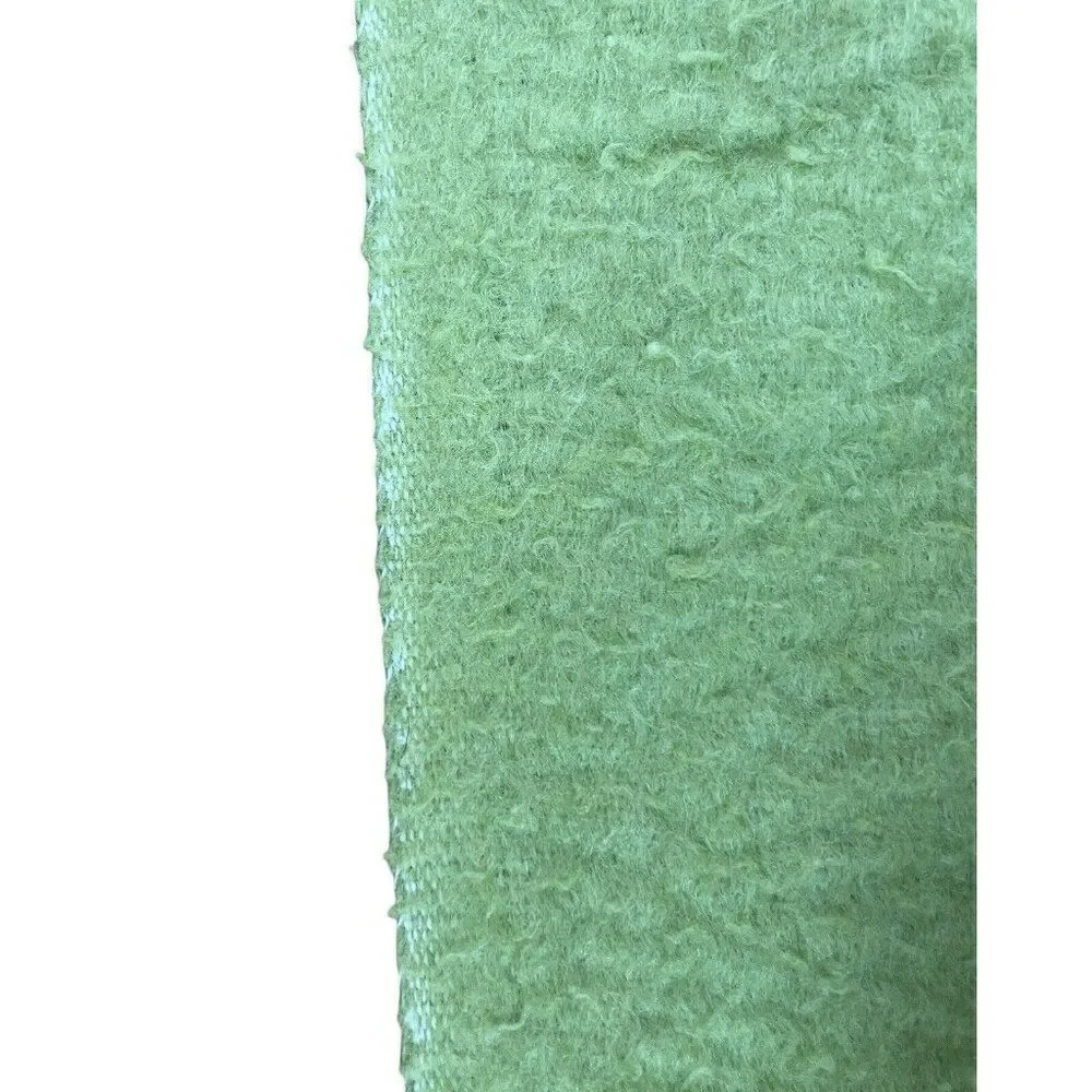 Vintage Light Green Satin Edge Blanket 80 x 66 Unique Color Bed Throw Warm Cozy